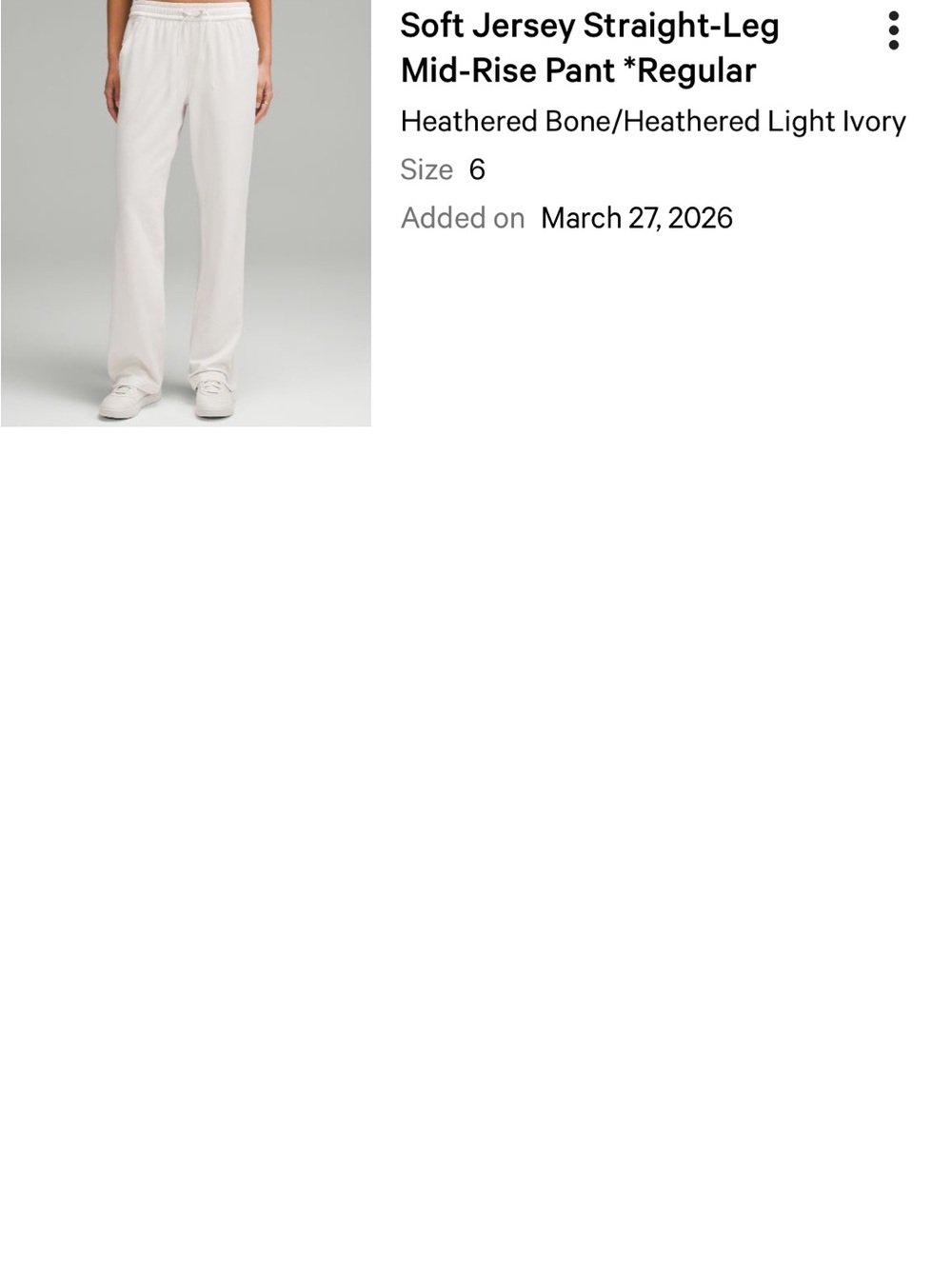 Soft Jersey Straight-Leg Mid-Rise Pants in Heathered Bone